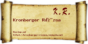 Kronberger Rózsa névjegykártya